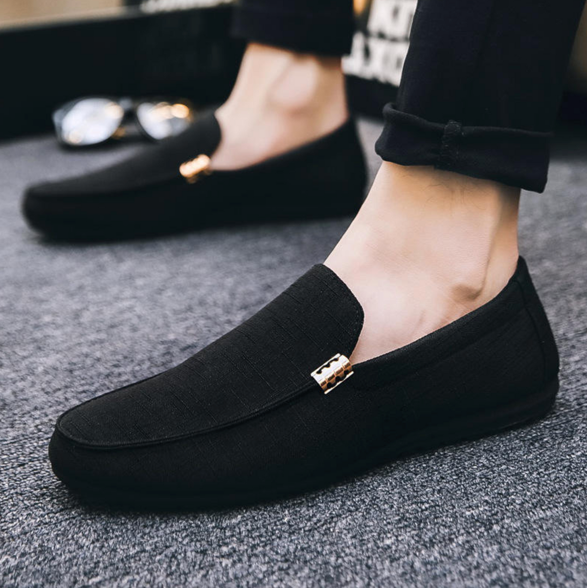 Men’s Casual Canvas Leather Loafers
